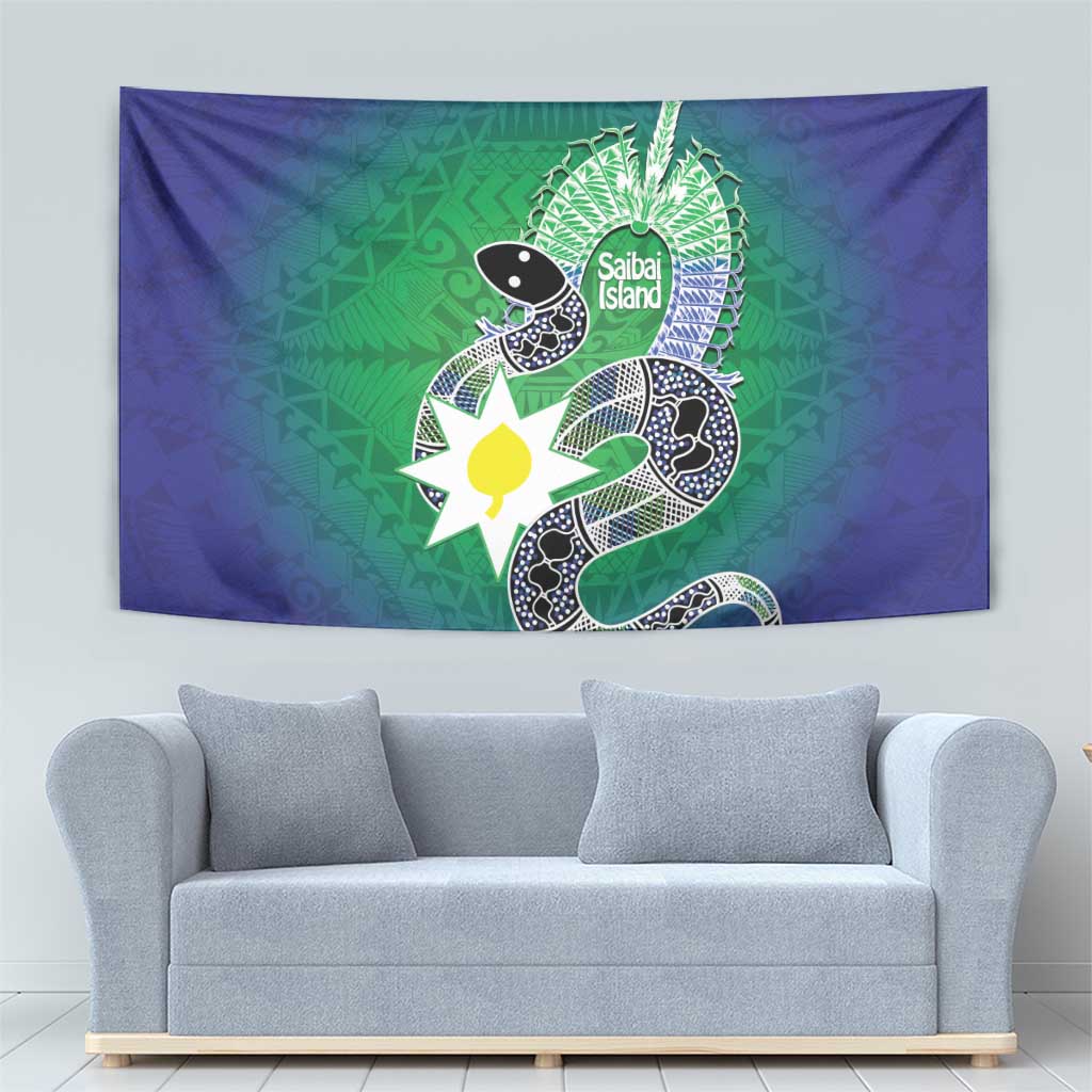 Australia Saibai Island Tapestry Papuan Black Snake With Dhari