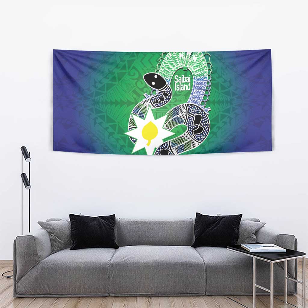 Australia Saibai Island Tapestry Papuan Black Snake With Dhari