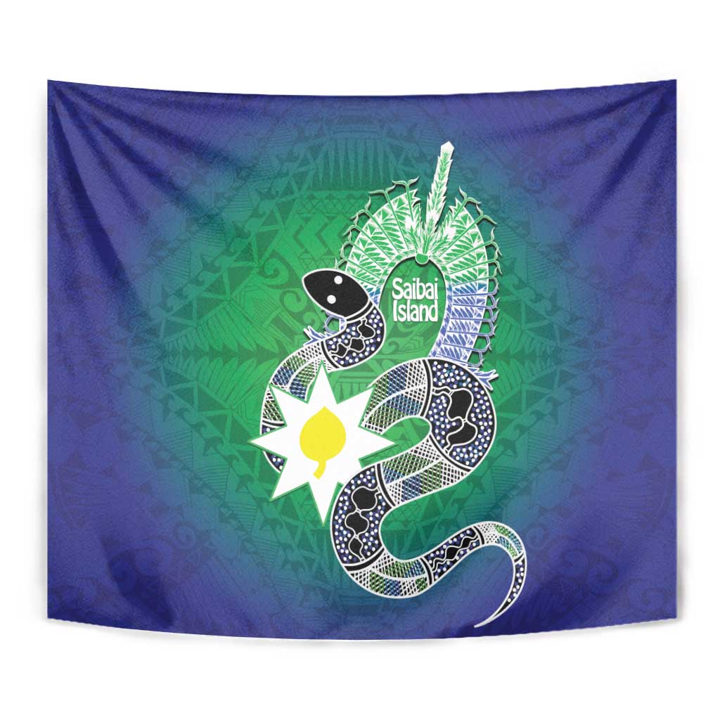 Australia Saibai Island Tapestry Papuan Black Snake With Dhari