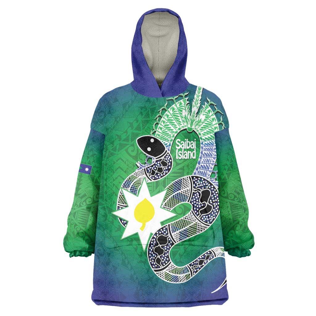 Australia Saibai Island Wearable Blanket Hoodie Papuan Black Snake With Dhari
