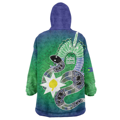 Australia Saibai Island Wearable Blanket Hoodie Papuan Black Snake With Dhari