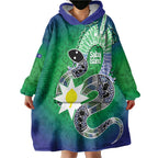 Australia Saibai Island Wearable Blanket Hoodie Papuan Black Snake With Dhari