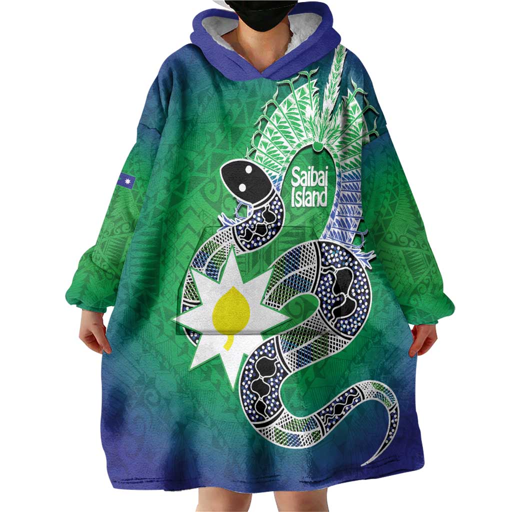 Australia Saibai Island Wearable Blanket Hoodie Papuan Black Snake With Dhari