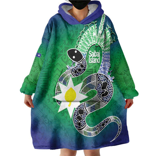 Australia Saibai Island Wearable Blanket Hoodie Papuan Black Snake With Dhari