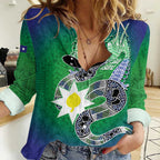 Australia Saibai Island Women Casual Shirt Papuan Black Snake With Dhari