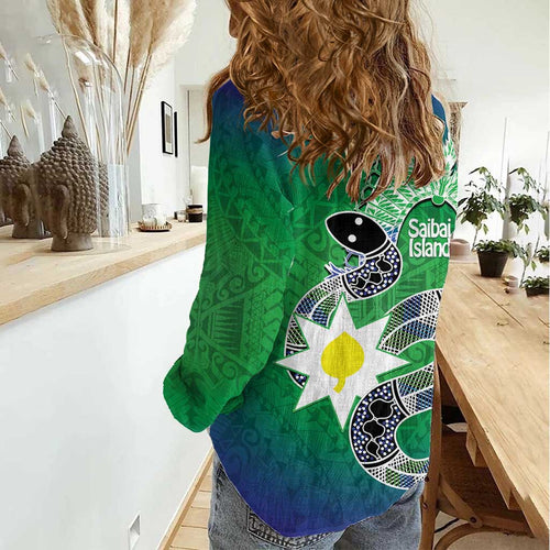 Australia Saibai Island Women Casual Shirt Papuan Black Snake With Dhari