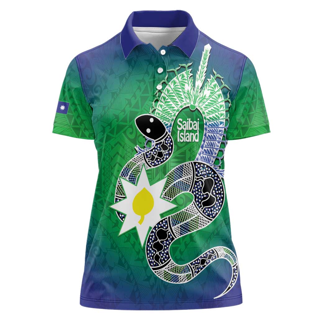 Australia Saibai Island Women Polo Shirt Papuan Black Snake With Dhari