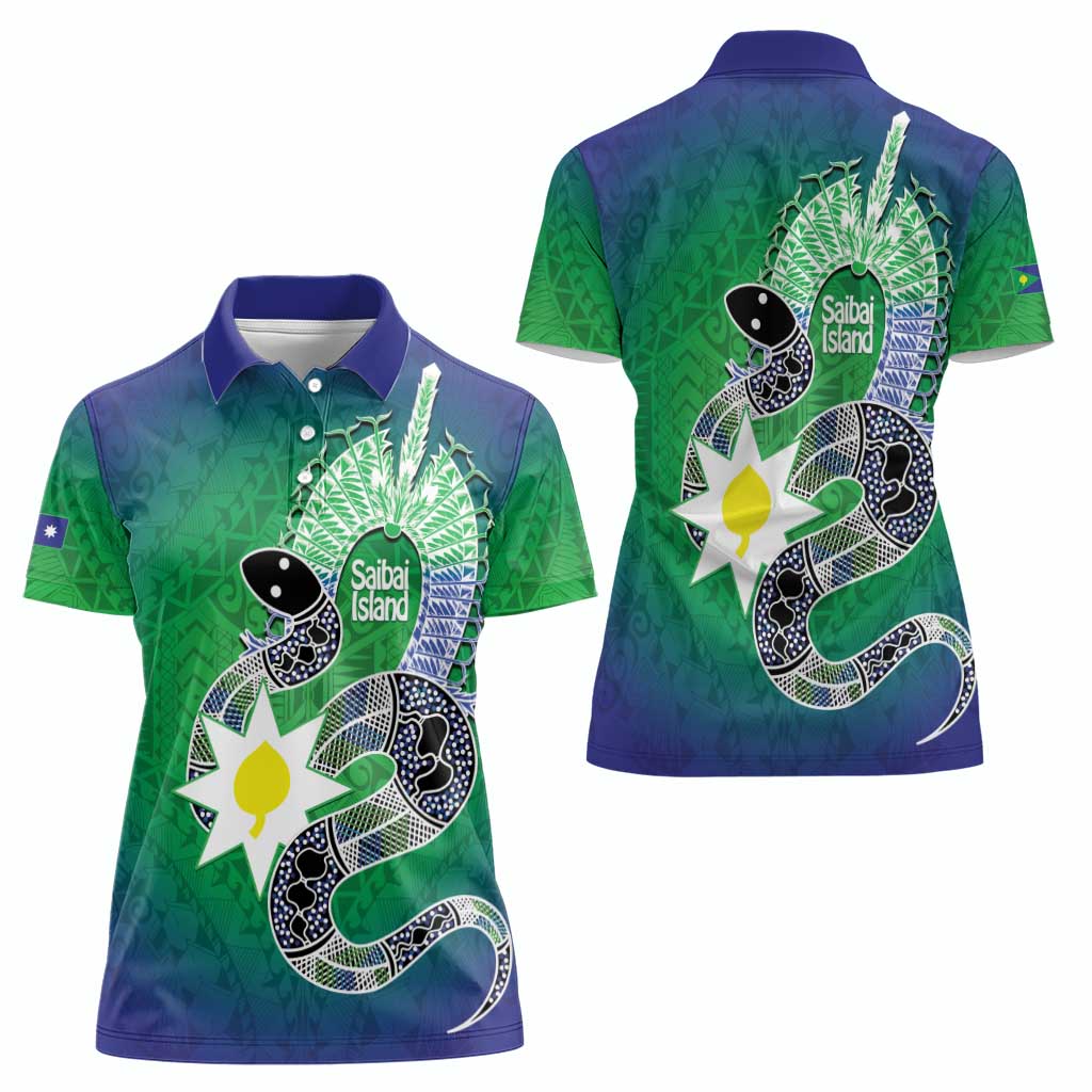 Australia Saibai Island Women Polo Shirt Papuan Black Snake With Dhari