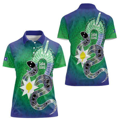 Australia Saibai Island Women Polo Shirt Papuan Black Snake With Dhari