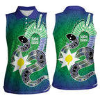 Australia Saibai Island Women Sleeveless Polo Shirt Papuan Black Snake With Dhari