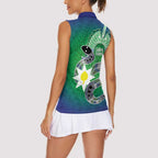 Australia Saibai Island Women Sleeveless Polo Shirt Papuan Black Snake With Dhari