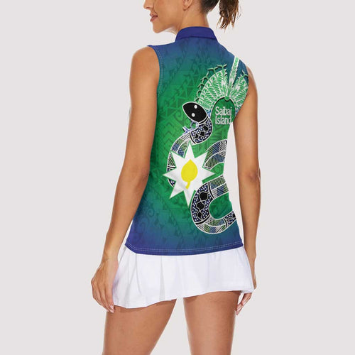 Australia Saibai Island Women Sleeveless Polo Shirt Papuan Black Snake With Dhari