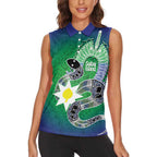 Australia Saibai Island Women Sleeveless Polo Shirt Papuan Black Snake With Dhari