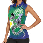 Australia Saibai Island Women Sleeveless Polo Shirt Papuan Black Snake With Dhari