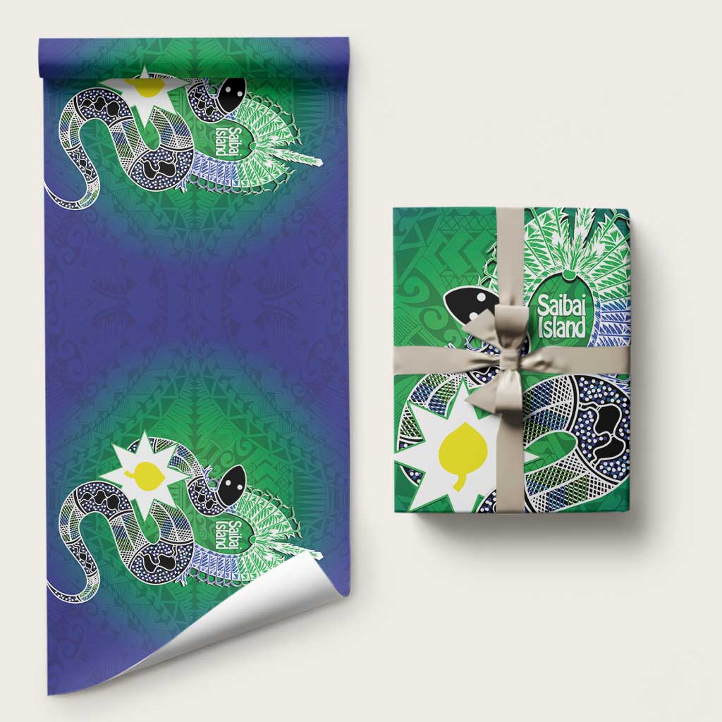 Australia Saibai Island Wrapping Paper Papuan Black Snake With Dhari - Aussie Hoodie