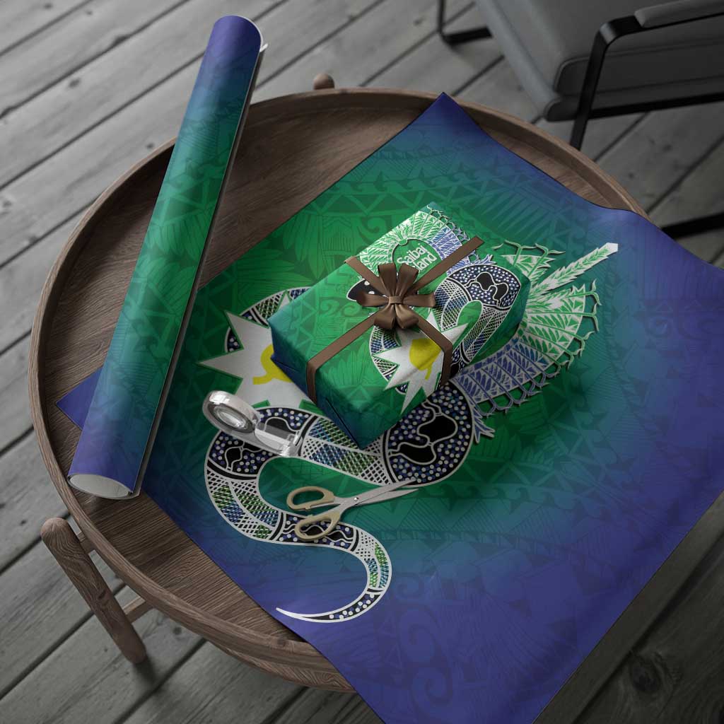 Australia Saibai Island Wrapping Paper Papuan Black Snake With Dhari - Aussie Hoodie