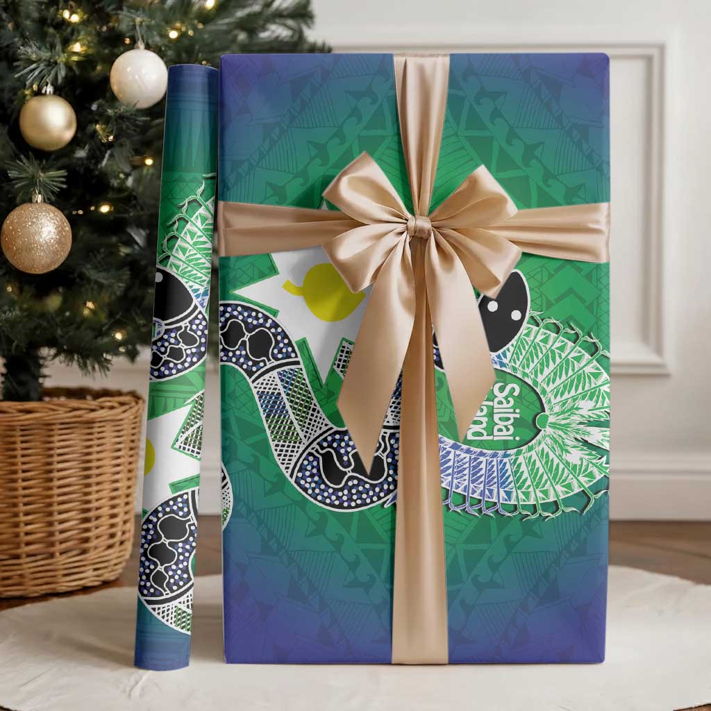 Australia Saibai Island Wrapping Paper Papuan Black Snake With Dhari - Aussie Hoodie