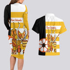 Australia Tiwi Islands Couples Matching Long Sleeve Bodycon Dress and Hawaiian Shirt Ratuati Irara Flag Style