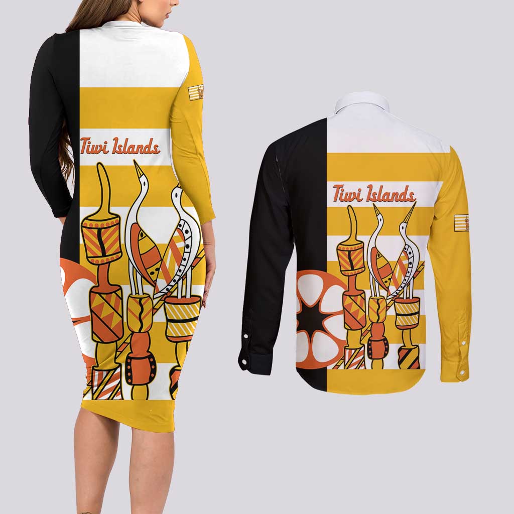 Australia Tiwi Islands Couples Matching Long Sleeve Bodycon Dress and Long Sleeve Button Shirt Ratuati Irara Flag Style
