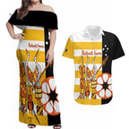 Australia Tiwi Islands Couples Matching Off Shoulder Maxi Dress and Hawaiian Shirt Ratuati Irara Flag Style