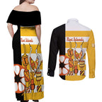 Australia Tiwi Islands Couples Matching Off Shoulder Maxi Dress and Long Sleeve Button Shirt Ratuati Irara Flag Style