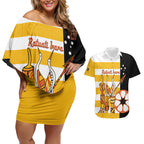 Australia Tiwi Islands Couples Matching Off Shoulder Short Dress and Hawaiian Shirt Ratuati Irara Flag Style