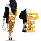 Australia Tiwi Islands Couples Matching Off The Shoulder Long Sleeve Dress and Hawaiian Shirt Ratuati Irara Flag Style