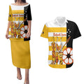 Australia Tiwi Islands Couples Matching Puletasi and Hawaiian Shirt Ratuati Irara Flag Style