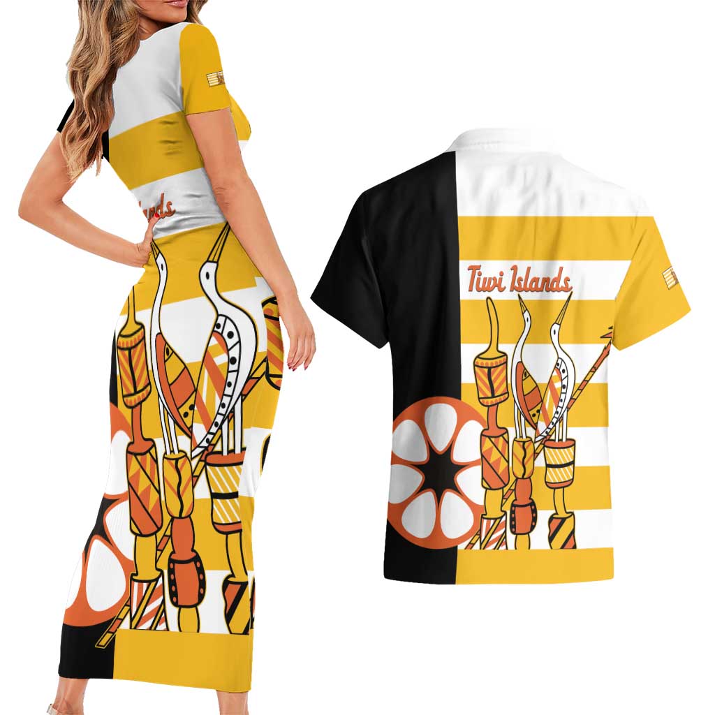 Australia Tiwi Islands Couples Matching Short Sleeve Bodycon Dress and Hawaiian Shirt Ratuati Irara Flag Style