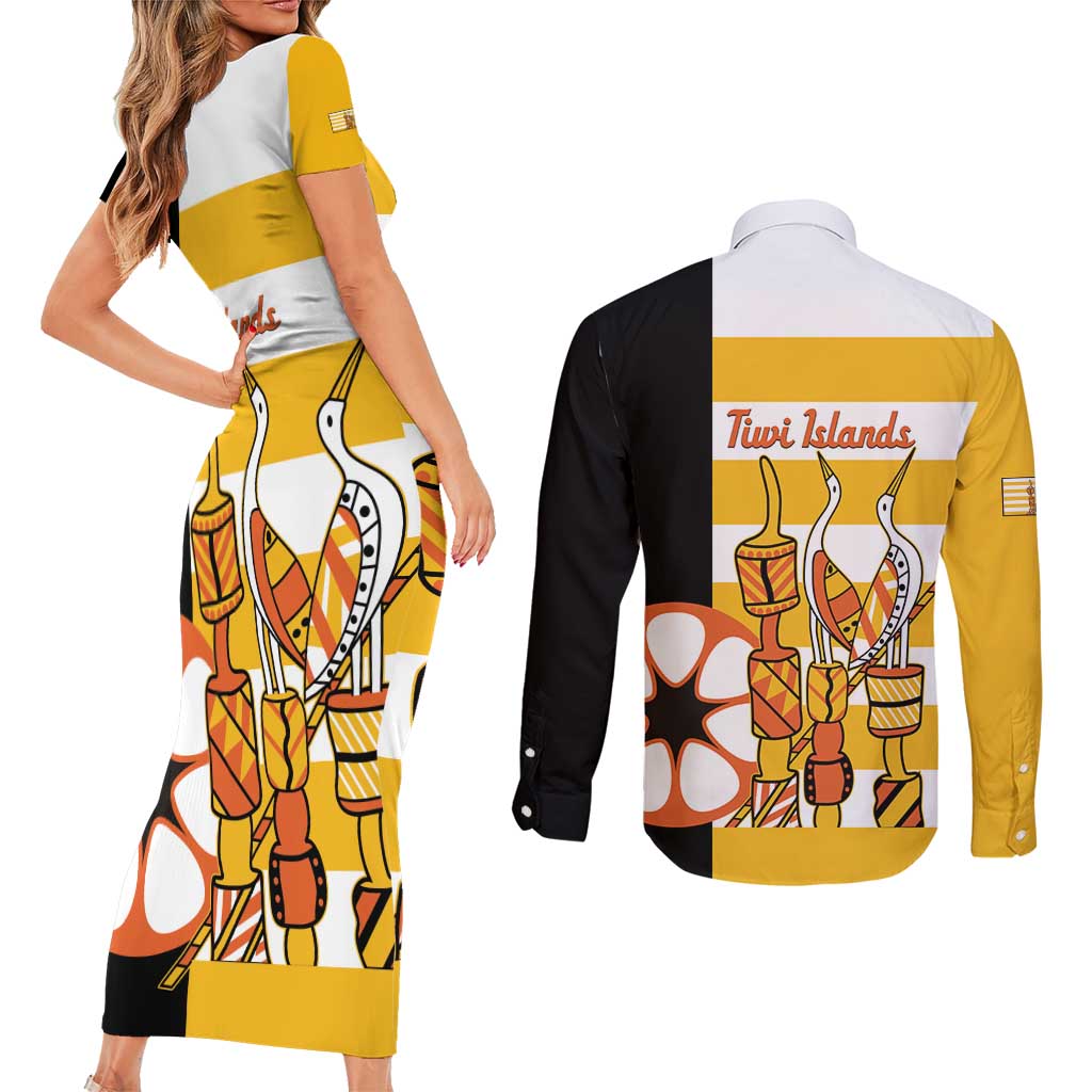 Australia Tiwi Islands Couples Matching Short Sleeve Bodycon Dress and Long Sleeve Button Shirt Ratuati Irara Flag Style