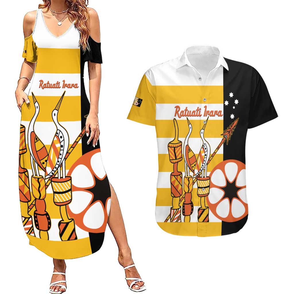 Australia Tiwi Islands Couples Matching Summer Maxi Dress and Hawaiian Shirt Ratuati Irara Flag Style