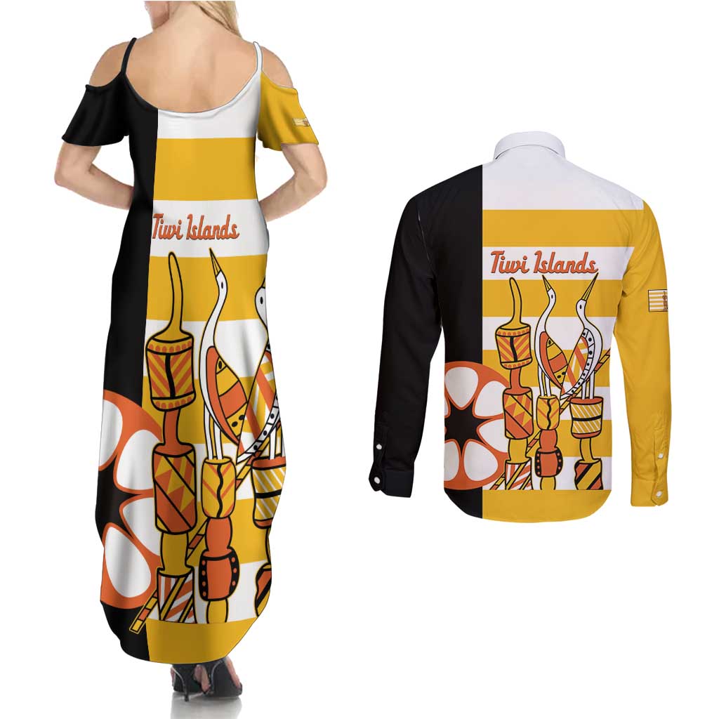 Australia Tiwi Islands Couples Matching Summer Maxi Dress and Long Sleeve Button Shirt Ratuati Irara Flag Style