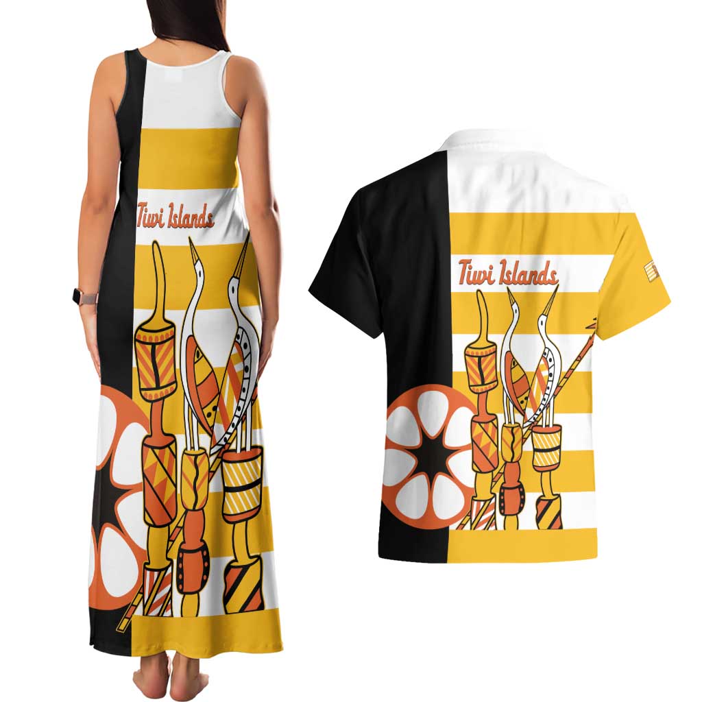 Australia Tiwi Islands Couples Matching Tank Maxi Dress and Hawaiian Shirt Ratuati Irara Flag Style