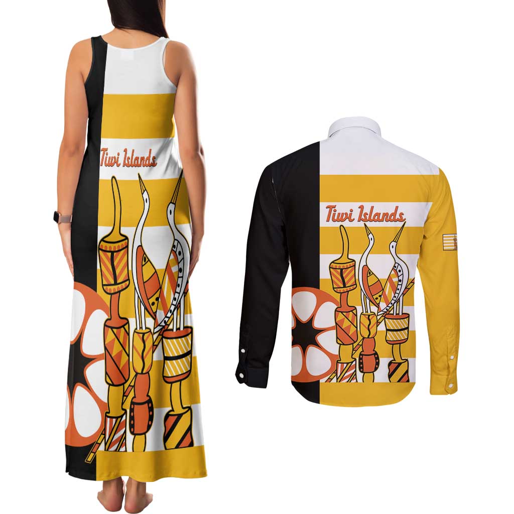 Australia Tiwi Islands Couples Matching Tank Maxi Dress and Long Sleeve Button Shirt Ratuati Irara Flag Style