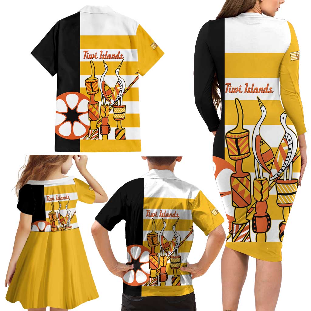 Australia Tiwi Islands Family Matching Long Sleeve Bodycon Dress and Hawaiian Shirt Ratuati Irara Flag Style
