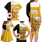 Australia Tiwi Islands Family Matching Long Sleeve Bodycon Dress and Hawaiian Shirt Ratuati Irara Flag Style