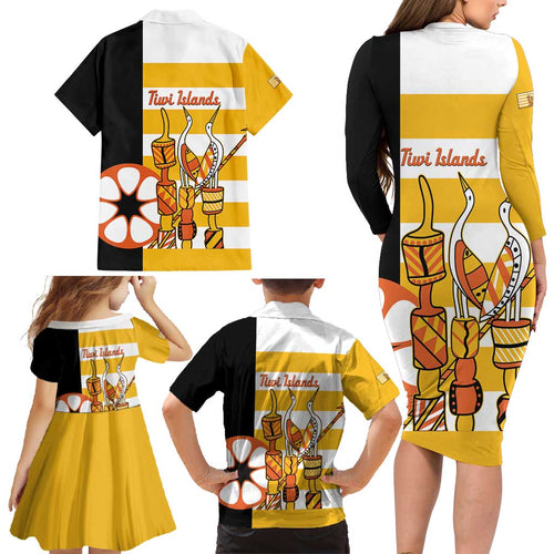 Australia Tiwi Islands Family Matching Long Sleeve Bodycon Dress and Hawaiian Shirt Ratuati Irara Flag Style