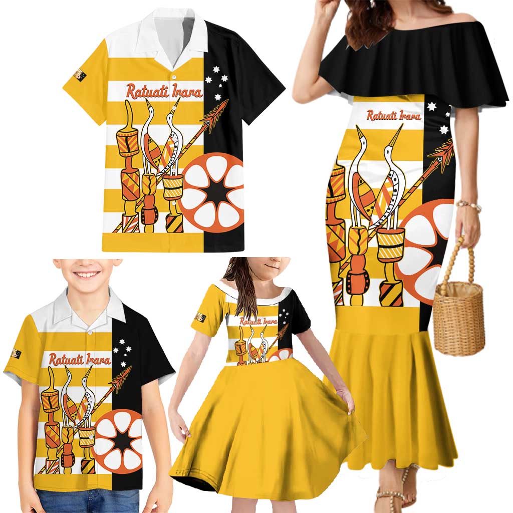 Australia Tiwi Islands Family Matching Mermaid Dress and Hawaiian Shirt Ratuati Irara Flag Style