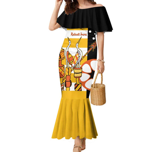 Australia Tiwi Islands Family Matching Mermaid Dress and Hawaiian Shirt Ratuati Irara Flag Style