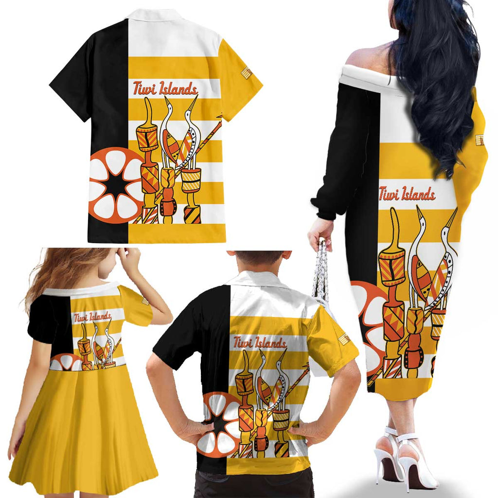 Australia Tiwi Islands Family Matching Off The Shoulder Long Sleeve Dress and Hawaiian Shirt Ratuati Irara Flag Style