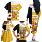 Australia Tiwi Islands Family Matching Off The Shoulder Long Sleeve Dress and Hawaiian Shirt Ratuati Irara Flag Style