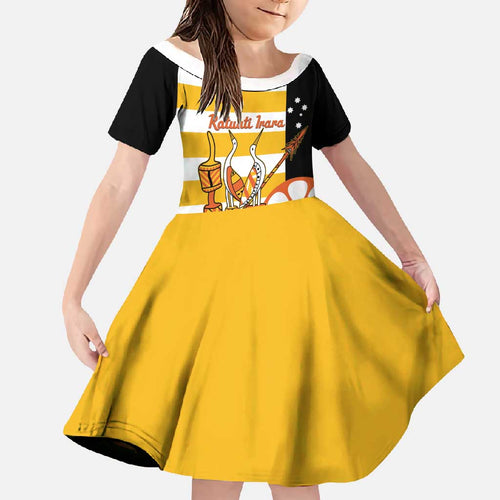 Australia Tiwi Islands Family Matching Off Shoulder Maxi Dress and Hawaiian Shirt Ratuati Irara Flag Style