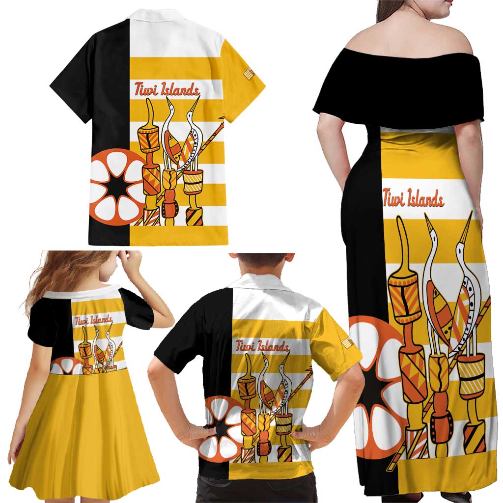 Australia Tiwi Islands Family Matching Off Shoulder Maxi Dress and Hawaiian Shirt Ratuati Irara Flag Style