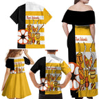 Australia Tiwi Islands Family Matching Off Shoulder Maxi Dress and Hawaiian Shirt Ratuati Irara Flag Style