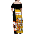 Australia Tiwi Islands Family Matching Off Shoulder Maxi Dress and Hawaiian Shirt Ratuati Irara Flag Style