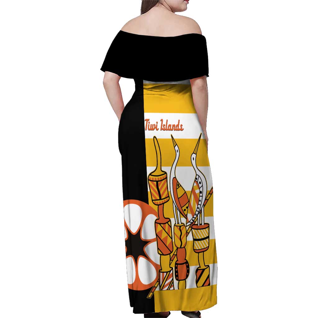 Australia Tiwi Islands Family Matching Off Shoulder Maxi Dress and Hawaiian Shirt Ratuati Irara Flag Style