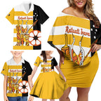 Australia Tiwi Islands Family Matching Off Shoulder Short Dress and Hawaiian Shirt Ratuati Irara Flag Style