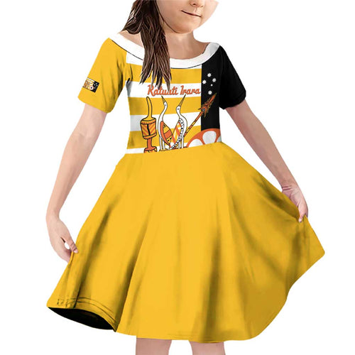 Australia Tiwi Islands Family Matching Off Shoulder Short Dress and Hawaiian Shirt Ratuati Irara Flag Style
