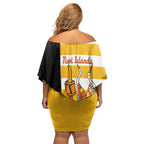 Australia Tiwi Islands Family Matching Off Shoulder Short Dress and Hawaiian Shirt Ratuati Irara Flag Style