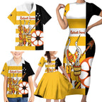 Australia Tiwi Islands Family Matching Short Sleeve Bodycon Dress and Hawaiian Shirt Ratuati Irara Flag Style